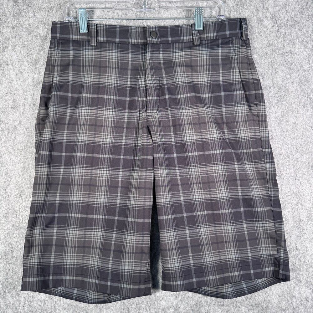 Nike Shorts Mens Size 32x12 Gray Black Plaid Golf Perfomance Dri Fit Chino